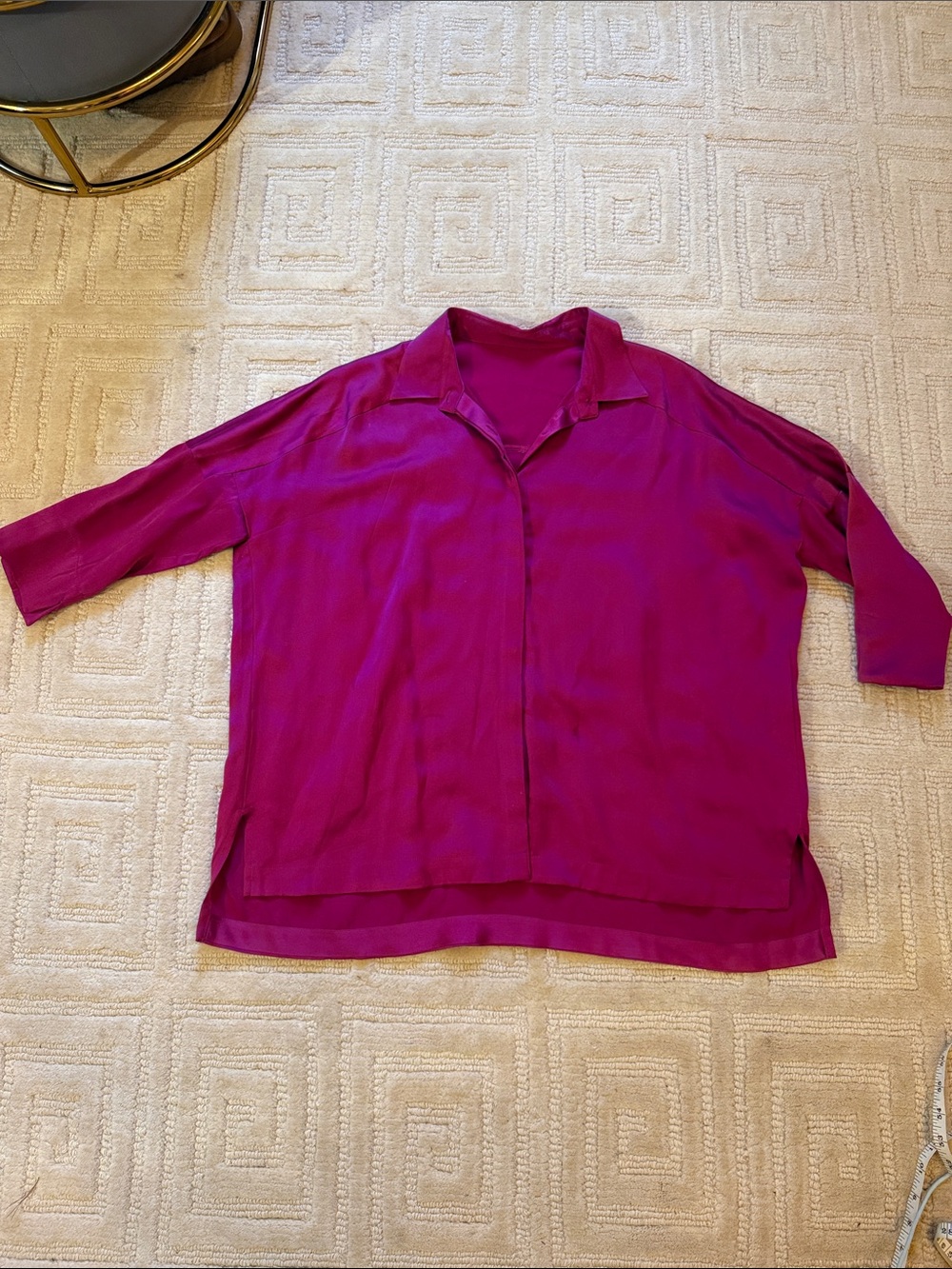 Magenta Button-Up Relaxed Blouse